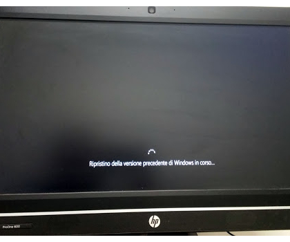 Windows 10 e il ripristino versione precedente